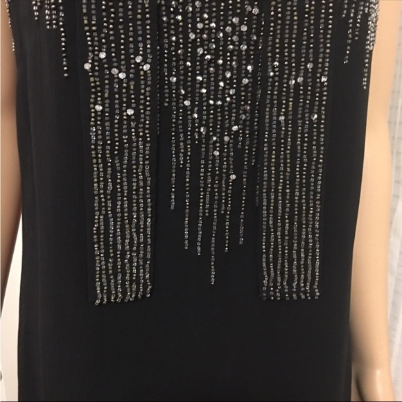ST JOHN Couture Black 100% Silk Rhinestone Bead Embellished Cocktail Top - Picture 3 of 8